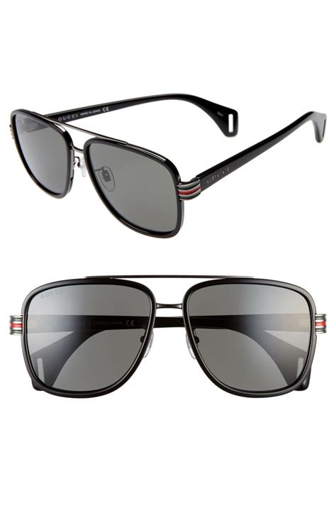 gucci 66mm navigator sunglasses|gucci 58mm square aviator sunglasses.